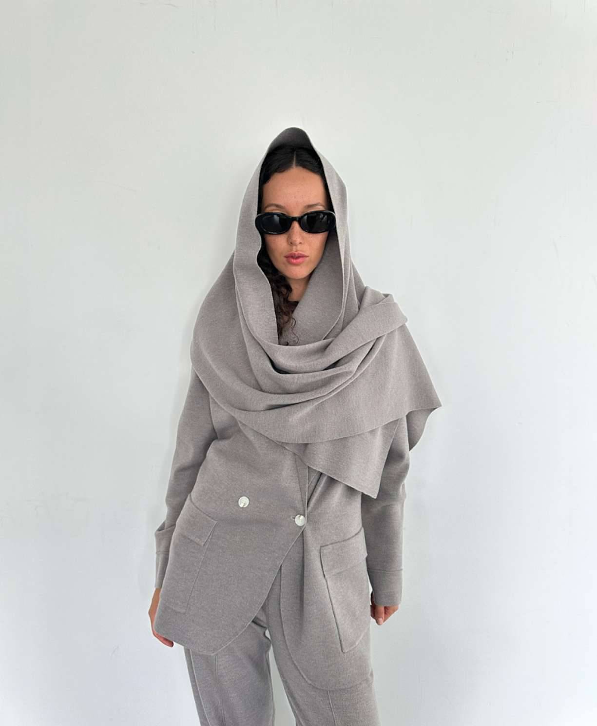 Шарф "Долина Цангпо" (серый жемчуг)