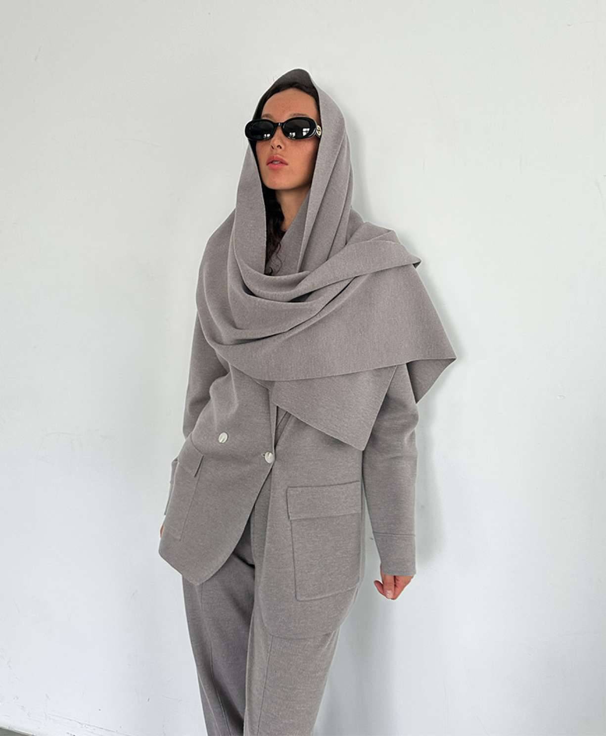 Шарф "Долина Цангпо" (серый жемчуг)