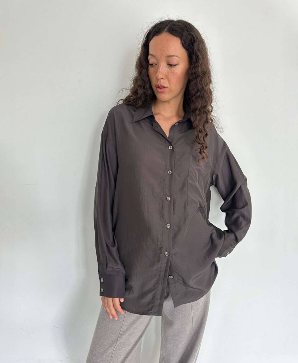 Блуза "Шелковый путь" (серо-коричневый)