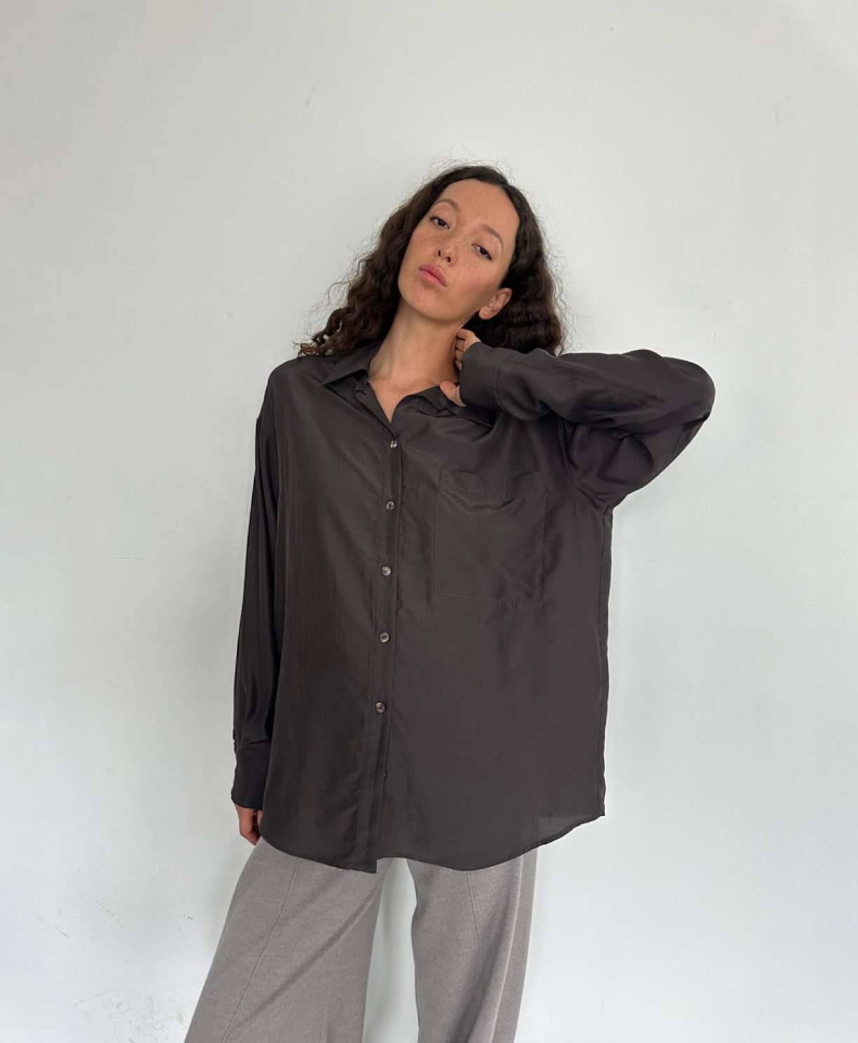 Блуза "Шелковый путь" (серо-коричневый)